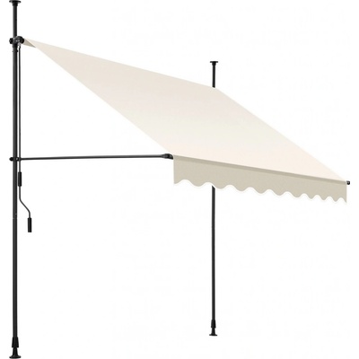Tectake Upínací markýza s ruční klikou, výškově nastavitelná 200 x 180 cm, béžová