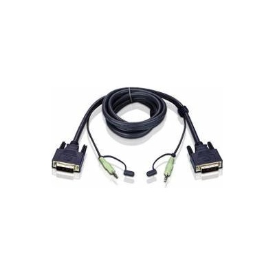 ATEN KVM кабел ATEN 2L-7D02V : : DVI-D / M + 2x Audio plugs към DVI-D / M + 2х Audio plugs, 1.8 м, Черен, 2L-7D02V