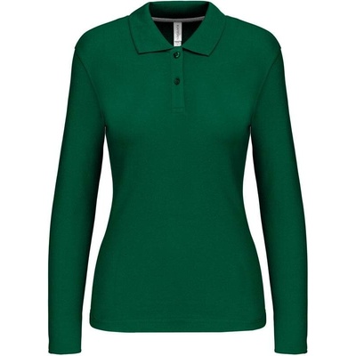 Kariban K244 Dámske piqué polo s dlhým rukávom zelená Kelly