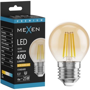 Mexen Vintis LED филамент крушка E27, G45, 4W, Топла - 2200K, 400 lm, кехлибарен - L156-E27-0422-50 (L156-E27-0422-50)