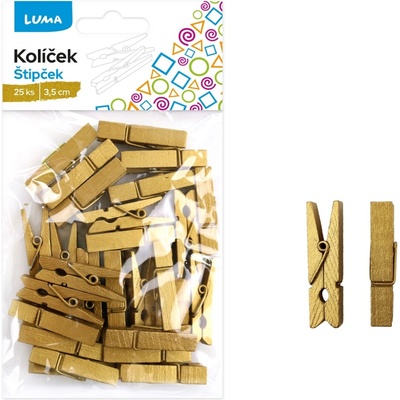 Kolíček Luma 3,5cm, 25ks zlatý