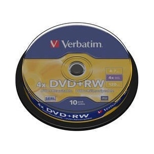 Verbatim DVD+RW(10-Pack)Шпиндел4x/DLP/4.7GB (43488)