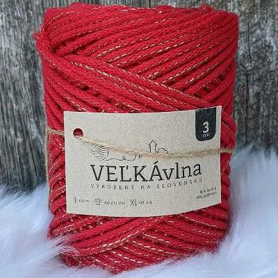 Velká vlna Špagát 3mm Vlčí mák s lurexem