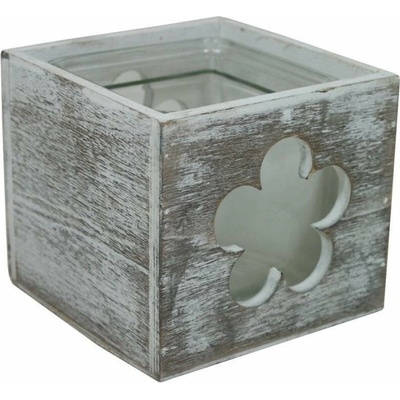 GOBA kytka patina dřevo-sklo 12 × 12 cm