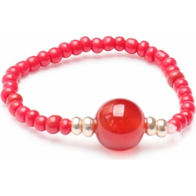 Nefertitis Karneol prsten elastický se skleněnými seed korálky NF22048