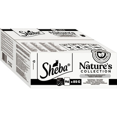 Sheba Natures Collection v omáčke kapsičky 96 x proteín pre dospelé mačky finest selection (kuracie morčacie tuniak losos) 96 x 85 g