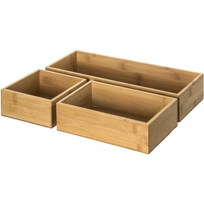 5Five Bambusové organizéry, úložné boxy do šuplíku sada 3 ks TSX3 38 x 31 x 7 cm