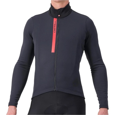 Castelli Мъжка фланелка с дълъг ръкав за колоездене Castelli Entrata Thermal Jersey Cycling jersey - Light Black / Red (056-2940-0213)