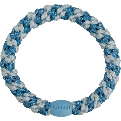 KKNEKKI Gumička do vlasů Kknekki Stripe Baby Blue Glitter, modrá barva, textil