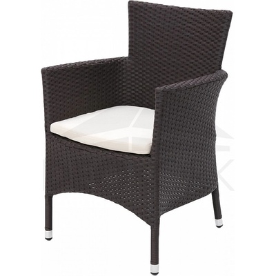 Ratanové křeslo stohovatelné MODENA s polstrem (hnědá)