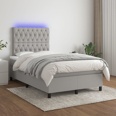 Petrashop 3135101 boxspring postel s matrací a LED světle šedá textil