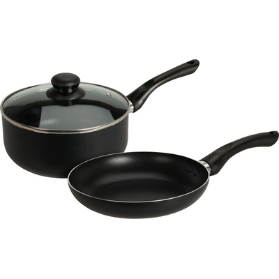 ТИГАН И КАСЕРОЛА С КАПАК СЕТ Ø20x4см/Ø20x9см НЕЗАЛ. ПОКРИТИЕ ЧЕРНО (991000190)