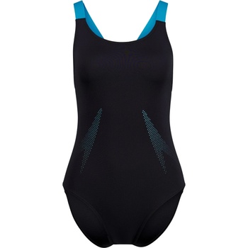 Speedo Дамски бански костюм Speedo Women's Solid Boom Leaderback One Piece Swimsuit - Anthracite/Mayan Blue - размер 42 (EU) (150-6099-0115)