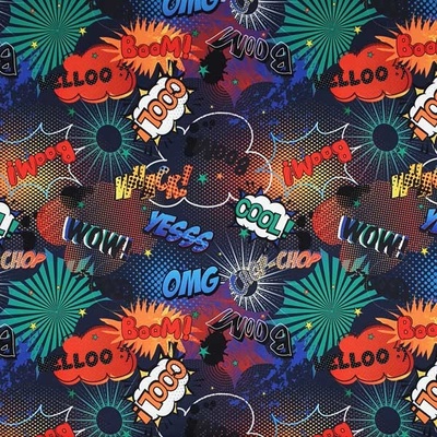 Softshell 22529 modrý, komiks, š.145