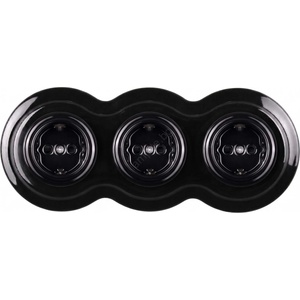 Elhard - Троен керамичен ретро стенен контакт с рамка SCHUKO 230V черен (EF0111B)