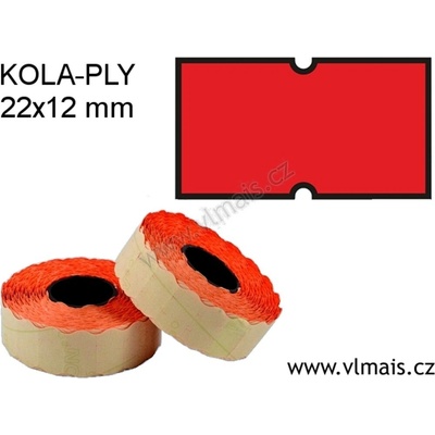 Cenové etikety 22x12mm, červené KOLA-PLY