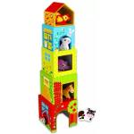 Tooky Toy Tooky Toy: Кула с кубчета на ферма с дървени животинки (TKF053)