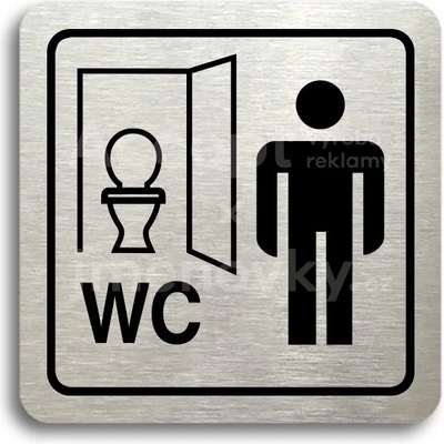 ACCEPT Piktogram WC muži kabinka - stříbrná tabulka - černý tisk