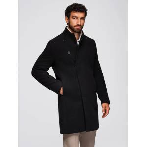 Ombre Clothing Мъжко палто с висок яка и асиметрично закопчаване - черно V2 OM-COWC-0141 Ombre Clothing Ombre Clothing | Cheren | МЪЖЕ | S