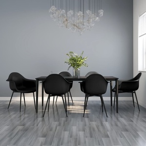 vidaXL Трапезни столове, 6 бр, черни, PP (3082357)