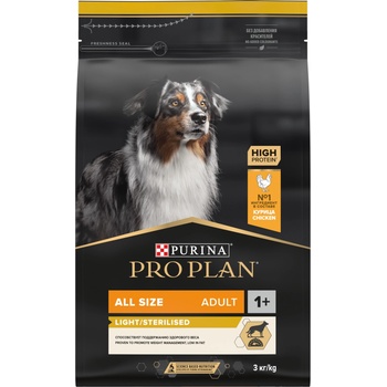 Purina Pro plan all size light& sterilised - пълноценна храна за кастрирани кучета с пилешко месо