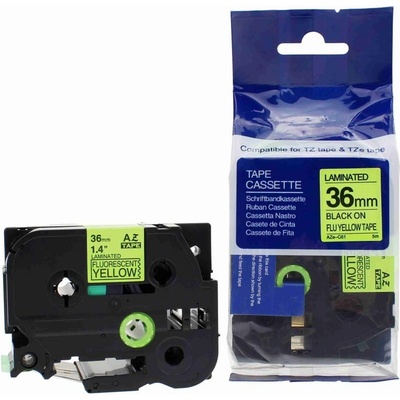 Compatible Съвместима лента с Brother TZ-C61/TZe-C61, сигнал 36mm x 8m, черен печат/жълт фон (TZeC61)