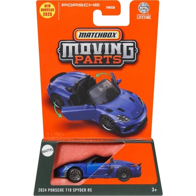 MATCHBOX MOVING PARTS PORSCHE 718 SPYDER RS 2024 MODRÝ AUTOMOBIL