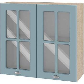 Image 1 of ИРИМ Горен кухненски шкаф витрина Сити МФ-Деним мат-06-104 80 см