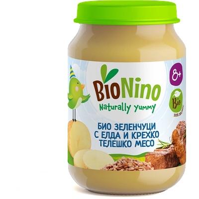 BioNino БИО пюре зеленчуци с елда и крехко телешко месо 8м+ 190 г