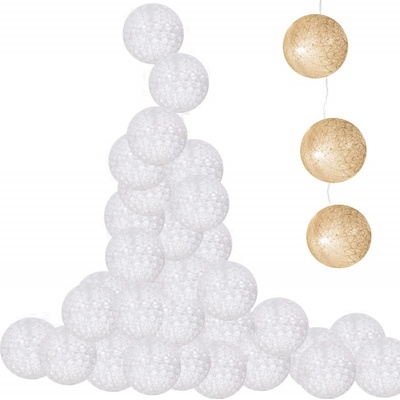 SPRINGOS LED světelný řetěz Bavlněné koule 6cm 6m 30LED 3xAA teplá bílá