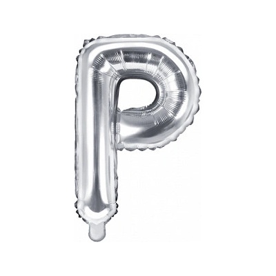 PartyDeco Fóliový balón Mini Písmeno P 35cm strieborný