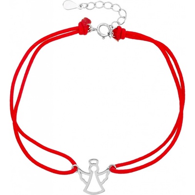 Bealio stříbrný náramek ANDĚL shamballa provázek 03-13271-2908