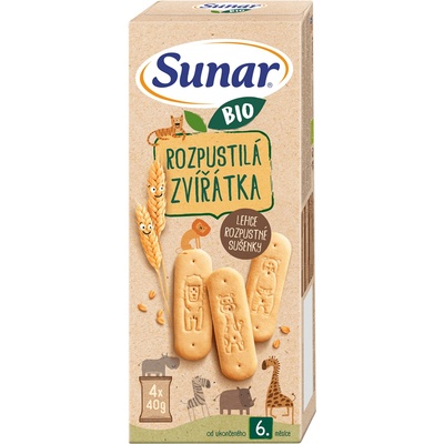 Sunar BIO Rozpustilá zvířátka sušenky 4 x 40 g – Zbozi.Blesk.cz