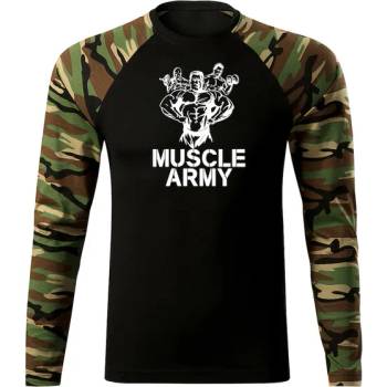 DRAGOWA FIT-T Тениска с дълъг ръкав Muscle Army Team, woodland, 160 г/м2 (5637)