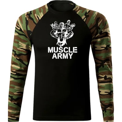 DRAGOWA FIT-T Тениска с дълъг ръкав Muscle Army Team, woodland, 160 г/м2 (5637)
