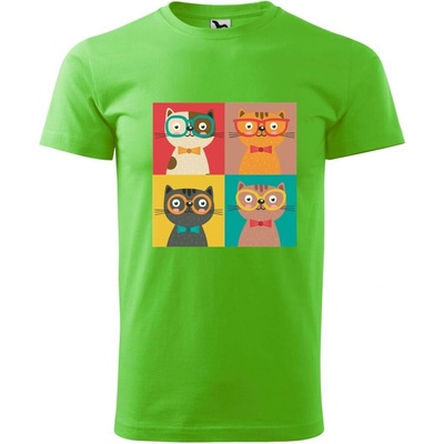 Dobrý Triko pánské tričko Čtyři kočky Apple green