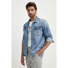 Pepe Jeans Relaxed overshirt rifľová košeľa pánska regular s klasickým golierom PM308585MP7 modrá