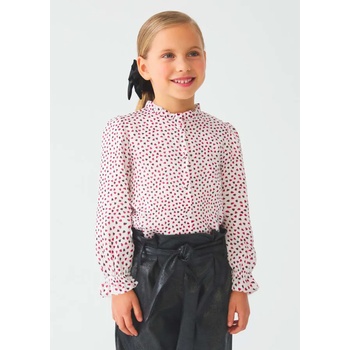 Image 1 of Abel & Lula Шифонена риза в бяло с цветни сърца Abel&Lula