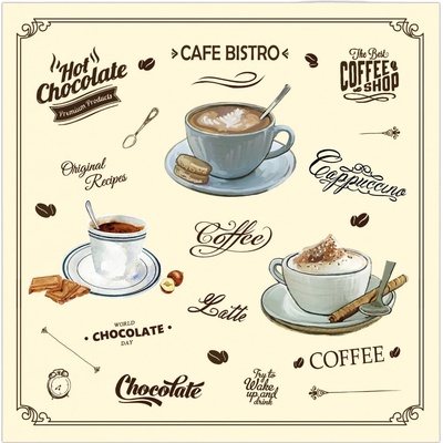 PROCOS Papírové ubrousky 33x33cm 3V café bistro