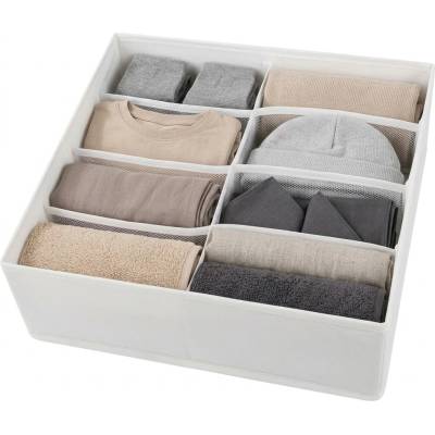 VERK GROUP Organizér na oblečenie a spodnú bielizeň, 8 priehradiek, biely, 32 x 32 x 10 cm