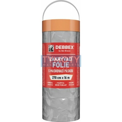 Debbex Zakrývacia fólia s maskovacou páskou 18 mm x 240 cm x 16 m transparentná
