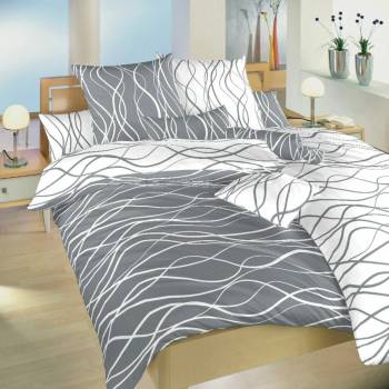 Dadka Obliečky bavlna Vlny bielej/tmavo šedej DUO 140x200 70x90