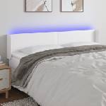 vidaXL LED горна табла за легло, бяла, 183x16x78/88см, изкуствена кожа (3123059)