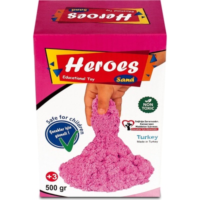 Heroes Кинетичен пясък в кyтия Heroes - Розов цвят, 500 g (KUM-001.4)