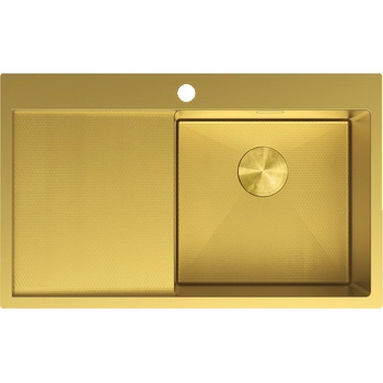 Mexen Exar Стоманена мивка с 1 отделение с отцедник, дясна 780 x 480 mm, златиста (6434781010P-55HC)