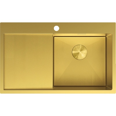 Mexen Exar Стоманена мивка с 1 отделение с отцедник, дясна 780 x 480 mm, златиста (6434781010P-55HC)