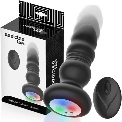 Вибриращ анален плъг с тласъци и LED светлини, 12см. - Addicted Toys (D-245120)