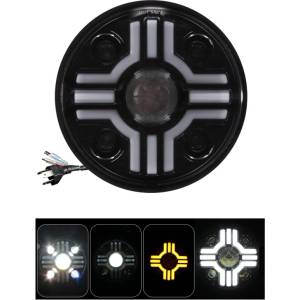  Универсален 7 инча 18см ЛЕД led фар лампа халоген 12v-24v къси/дълги с drl дневни светлини мигач бяло-жълто за АТВ джип
