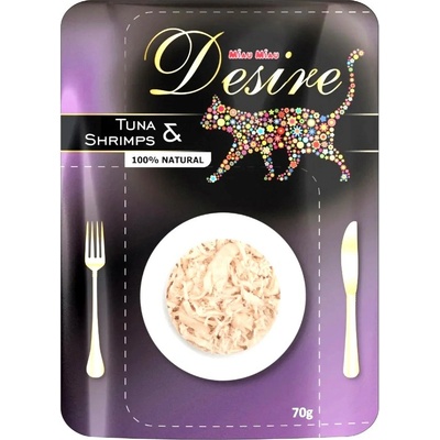 Miau Miau Desire premium s trhaným masem Tuňák a Krevety 70 g