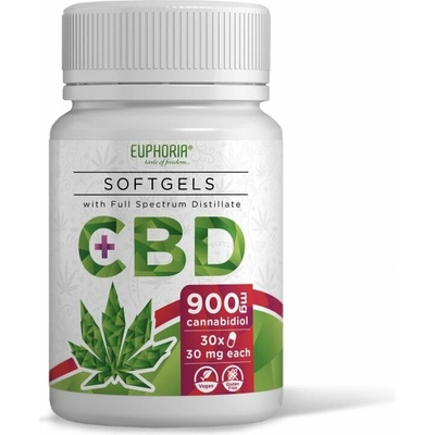 Euphoria Konopné CBD Gélové kapsule 30 x 30 mg 900 mg
